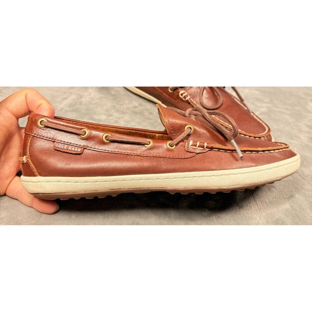 Cole Haan Boat Shoes Mens 10M Brown Leather Lace Up Deck Casual